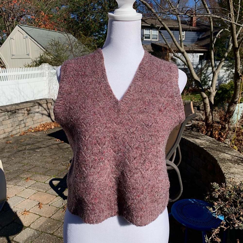 Handmade Cropped Wool V-Neck Sweater Vest